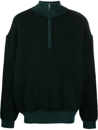 Merino Wool Blend Half-Zip Sweatshirt