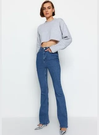 Blue High Waist Flare Jeans TWOAW24JE00083
