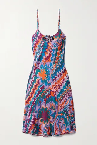 Rodarte - Embellished Printed Woven Dress - Blue