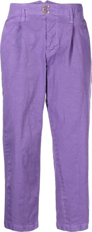 Hook-Fastening Cropped Trousers