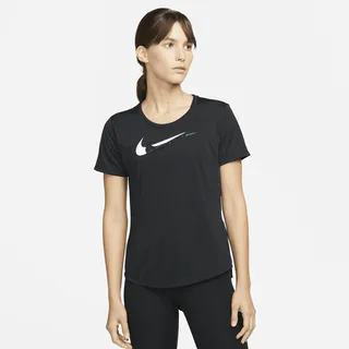 Nike Women's Dri-FIT Swoosh Run Short-Sleeve Running Top in Black