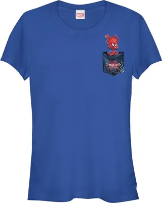 Junior's Marvel Spider-Man: Into the Spider-Verse Spider-Ham Pocket T-Shirt - Royal Blue - Small