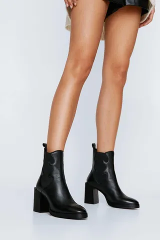 Nasty Gal Womens Real Leather Platform Heeled Chelsea Boot