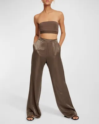 Pleated High-Rise Wide-Leg Pants