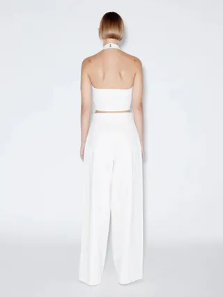Rosetta Getty Button Halter Top - White