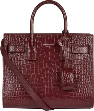 Saint Laurent Nano Sac De Jour Croc-Embossed Tote Bag
