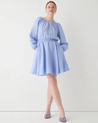 Tall Palermo smocked-waist mini dress in linen