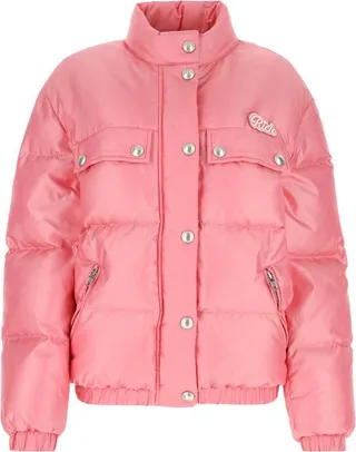 Alessandra Rich Logo-Patch Snapped Puffer Jacket
