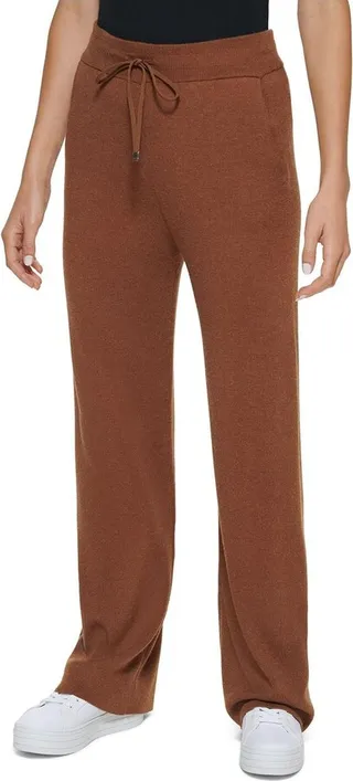 Womens Ribbed Knit Straight Leg Pants