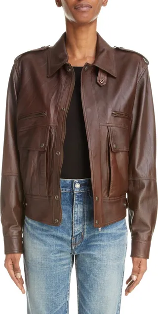 Oversize Leather Bomber Jacket