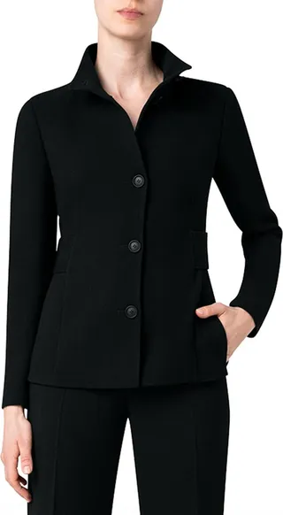 Belted-Back Virgin Wool Jacket