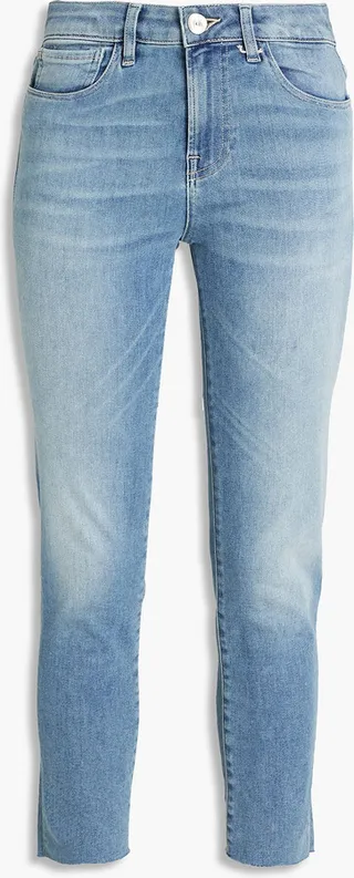 Cropped frayed mid-rise skinny jeans