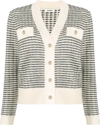 striped V-neck cardigan