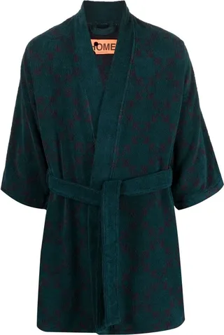 Arrows-print cotton bathrobe