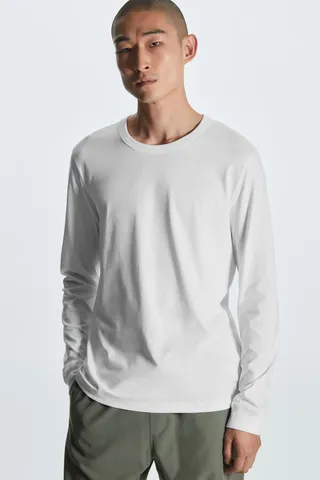 Regular-Fit Long-Sleeved Cotton T-Shirt