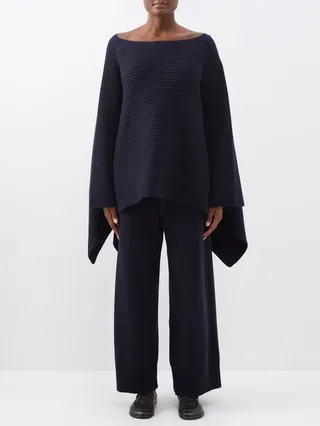 Romie Boat-neck Ribbed-cashmere Poncho