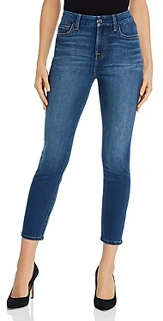Jen 7 High Rise Ankle Skinny Jeans in Classic Medium Blue