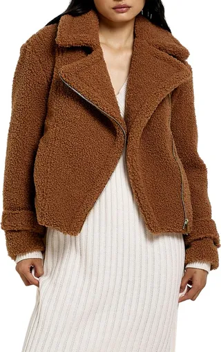Faux Shearling Biker Jacket