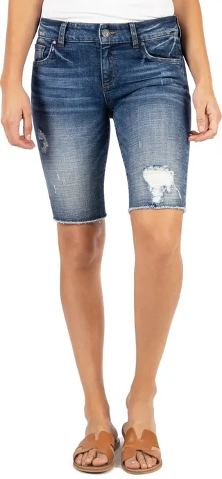 Sophie Distressed Denim Bermuda Shorts