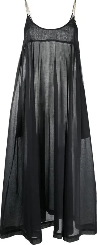 Logo-Charm Pleated Flared Dress