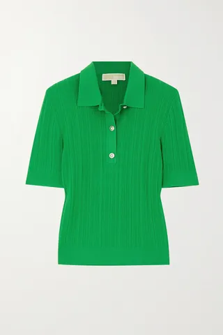 MICHAEL Michael Kors - Ribbed Recycled-crepe Polo Shirt - Green