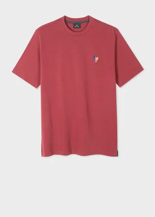 Burgundy Cotton 'Broad Stripe Zebra' T-Shirt