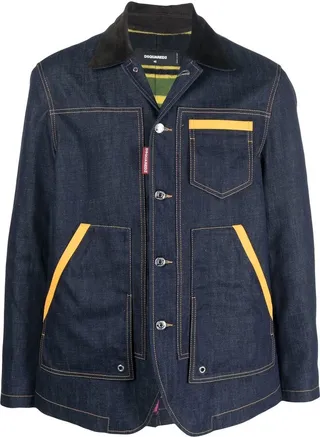 Corduroy-Collar Denim Jacket