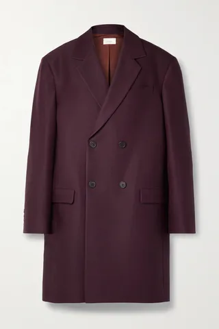 The Row - Callum Oversized Double-breasted Wool-blend Twill Coat - Burgundy