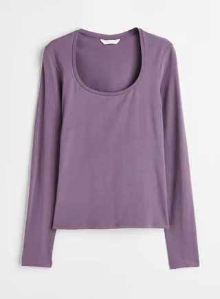 Deep Neck Knitted Top