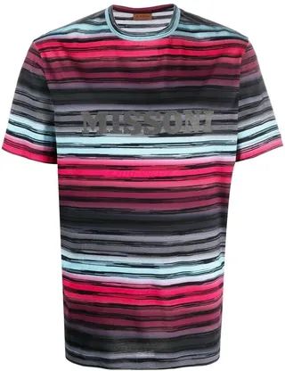 striped logo-print T-shirt