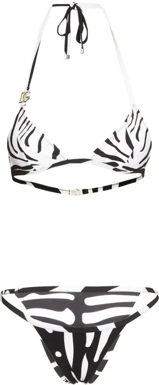 Zebra printed triangle bikini set