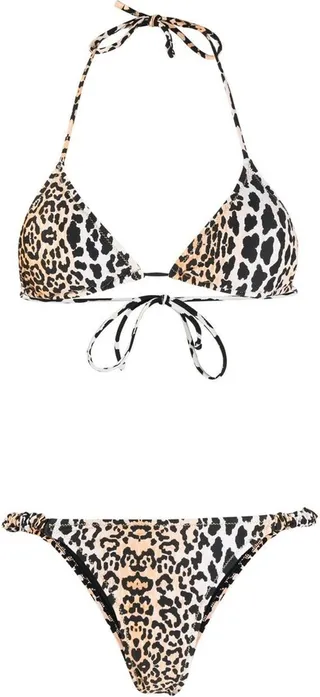 Leopard-Print Scrunchie Bikini Set