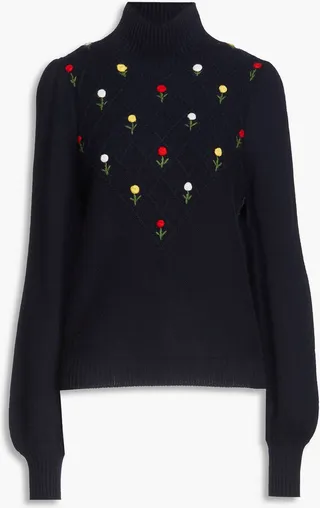 Juliette embroidered knitted turtleneck sweater