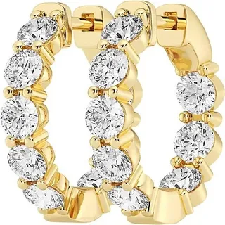 Build Your Own Collection 14K Gold & Lab Grown Round Diamond Inside Out Hoop Earrings