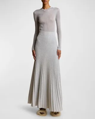 Keese Metallic Pleated Gown