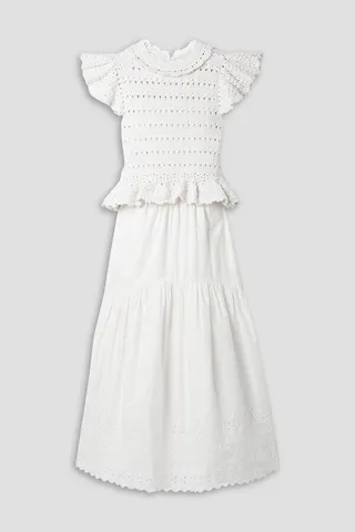 Rylee convertible cutout broderie anglaise cotton and crochet midi dress