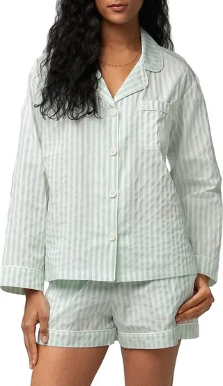 Striped Long-Sleeve Boxer Pajamas