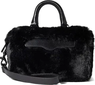 Rebecca Minkoff MAB Bittie Faux Fur Crossbody (Black) Handbags