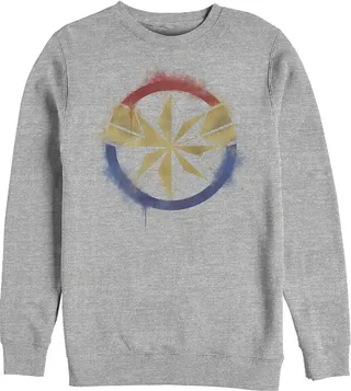 Men's Marvel Avengers: Endgame Smudged Captain Marvel Sweatshirt - Athletic Heather - X Large