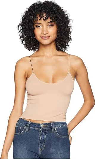 Free People Seamless Skinny Strap Crop Cami (Natural) Women's Sleeveless