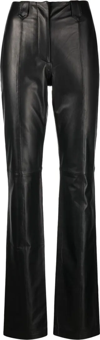 Black Ronnie Flared Leather Trousers
