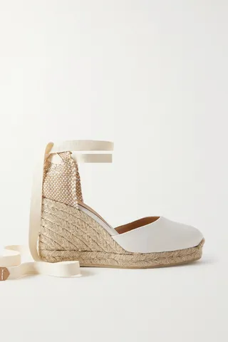 Castañer - + Net Sustain Carina 80 Canvas Wedge Espadrilles - Ivory