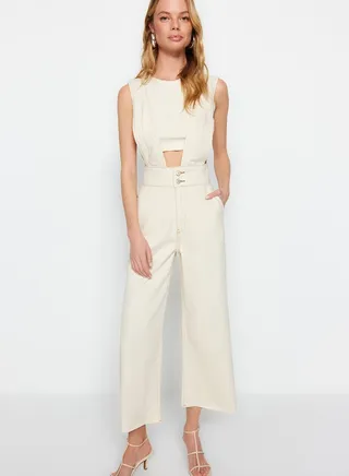 Cut Out Denim Jumpsuit