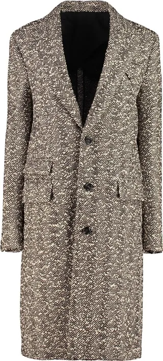 Single-breasted Boucle' Fabric Coat
