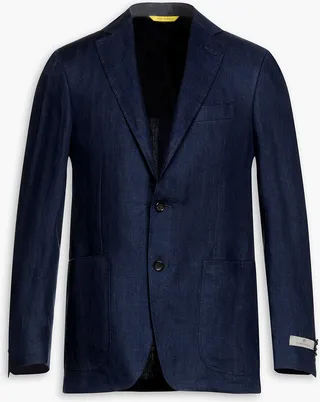 Mélange herringbone linen blazer