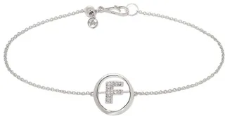 18kt white gold diamond Initial F bracelet