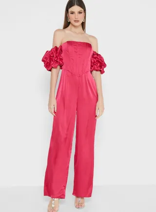 Bardot Sweetheart Neck Flared Bottom Jumpsuit