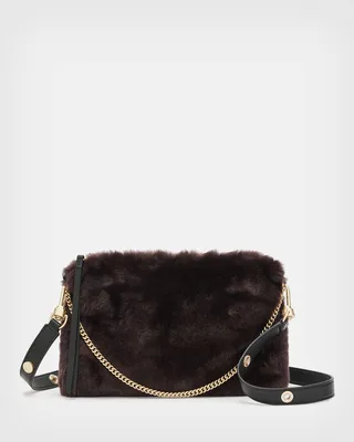 Eve Shearling Crossbody Bag - Cordovan Red