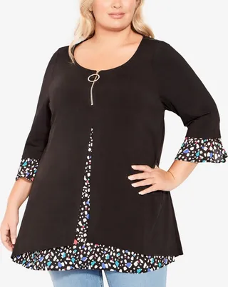 Avenue Plus Size Tara Print Tunic