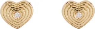 18K Yellow Gold Petite Heart Diamond Stud Earrings - 0.05 ctw